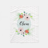Girls Cute Elegant Waterverf Flowers & Name Kinder Fleece Deken (Voorkant)