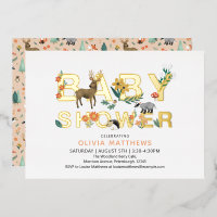 Girls Cute Elegant Woodland Animals Baby shower