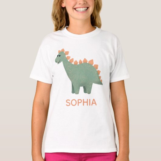 Girls Cute en Cool Stegosaurus Dinosaur T-shirt (Voorkant)