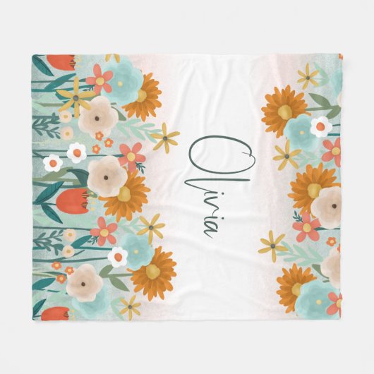 Girls Cute en Elegant Floral Botanical Spring Fleece Deken (Voorkant (Horizontaal))