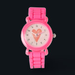 Girls Cute en Girly Waterverf Pink Heart Kinder Horloge<br><div class="desc">Dit schattige en griezelige kinder horlogeontwerp is voorzien van een roze waterverf hart met duidelijke getallen,  en kan gepersonaliseerd worden met je meisjesnaam. Het perfecte meisjescadeau voor elk kind of elke peuter die de tijd leert vertellen!</div>