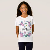 Girls Cute en Modern Pink Axolotl en Name Kinder T-shirt (Voorkant volledig)