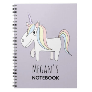 Girl's Cute en Paarse Magical Unicorn School Notitieboek