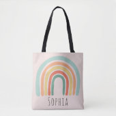 Girls Cute en Whimsical Pink Boho Rainbow Kinderen Tote Bag (Voorkant)
