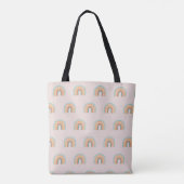 Girls Cute en Whimsical Pink Boho Rainbow Kinderen Tote Bag (Achterkant)