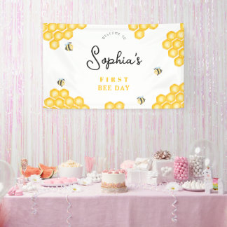 Girls Cute First Bee Day 1st Birthday Welcome Spandoek