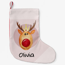 Girls Cute First Kerstman Rudolph Reindeer & Name