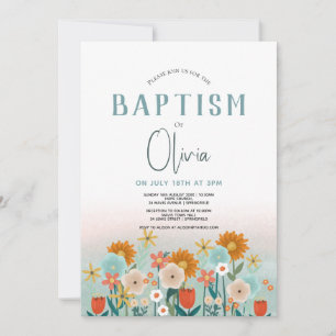 Girls Cute Floral Baby Baptism Christening Kaart