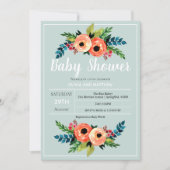 Girls Cute Floral Botanical Baby shower Kaart (Voorkant)