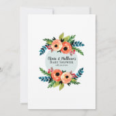 Girls Cute Floral Botanical Baby shower Kaart (Achterkant)