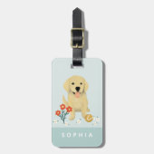 Girls Cute Floral Dog Kinder reizen Bagagelabel (Voorkant verticaal)