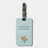 Girls Cute Floral Dog Kinder reizen Bagagelabel (Achterkant verticaal)