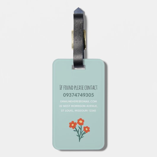 Girls Cute Floral Dog Kinder reizen Bagagelabel (Achterkant verticaal)