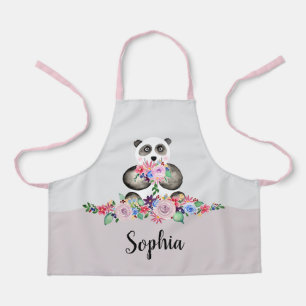 Girls Cute Floral Panda Beer en Flowers Kinder Schort