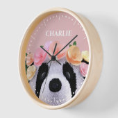 Girls Cute Floral Panda Beer - Persoonlijke klok (Hoek)