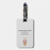 Girls Cute Floral Waterverf Bunny Rabbit Bagagelabel (Achterkant verticaal)