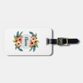 Girls Cute Floral Waterverf Flowers & Name Kinder Bagagelabel (Voorkant horizontaal)