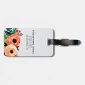 Girls Cute Floral Waterverf Flowers & Name Kinder Bagagelabel (Achterkant horizontaal)