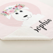 Girls Cute Floral Waterverf Sheep and Name Sherpa Deken (3/4)