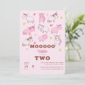 Girls Cute Funny Koeien Pink Cartoon Tweede verjaa Kaart (Staand voorkant)