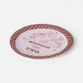 Girls Cute Funny Koeien Pink Pattern 2e verjaardag Papieren Bordje (Gekanteld)