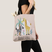 Girls Cute Giraffe en Zebra Safari Kinder Neutral Tote Bag (Dichtbij)