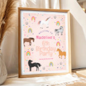 Girls Cute Horse Unicorn Birthday Welcome Sign Poster