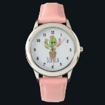 Girls Cute Kawaii Cactus Cartoon en Name Kinder Horloge<br><div class="desc">Dit prachtige neutrale kinderen horloge heeft een schattige, handgetekende kawaii cactus cartoon. Dit schattige hipster ontwerp heeft ook een plek voor u om de naam van uw meisje toe te voegen. Met duidelijke, gemakkelijk leesbare nummers is dit 'eerste' horloge geweldig voor diegenen die net beginnen met het leren van de...</div>