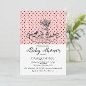 Girls Cute Kitten Baby shower Invitation Kaart (Staand voorkant)