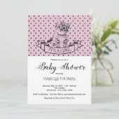 Girls Cute Kitten Paarse Baby shower Invitation Kaart (Staand voorkant)