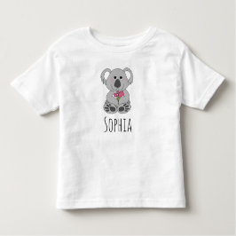 Girls Cute Koala Beer Cartoon and Flowers and Name Kinder Shirts