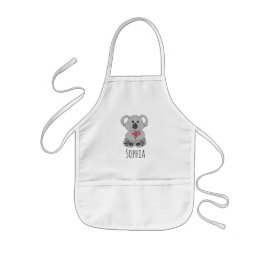 Girls Cute Koala Beer Cartoon Flowers and Name Kinder Schort