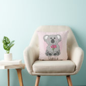 Girls Cute Koala Beer Cartoon & Flowers Name Kinde Kussen (Stoel)