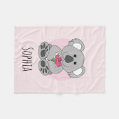 Girls Cute Koala Beer Flowers en Name Kinder Fleece Deken (Voorkant (Horizontaal))