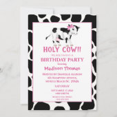 Girls Cute Koe Pink Birthday Party Uitnodiging (Voorkant)