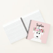 Girls Cute Lamb Waterverf Flowers en Name Notitieboek (Binnen)