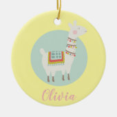 Girls Cute Llama Gepersonaliseerde Kinderen Keramisch Ornament (Voorkant)