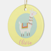 Girls Cute Llama Gepersonaliseerde Kinderen Keramisch Ornament (Links)
