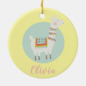 Girls Cute Llama Gepersonaliseerde Kinderen Keramisch Ornament (Achterkant)