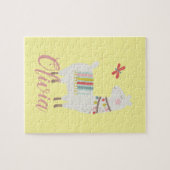 Girls Cute Llama Persoonlijke naam Kinder Legpuzzel (Horizontaal)