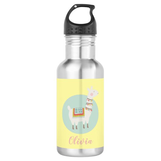 Girls Cute Llama Persoonlijke naam Kinder Waterfles (Voorkant)