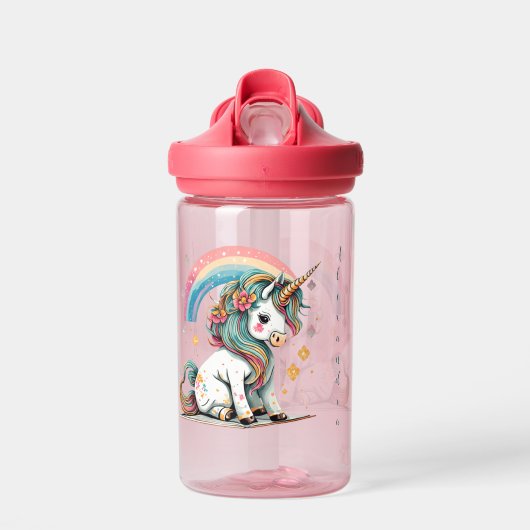 Girls Cute Magical Paars Unicorn en Rainbow Waterfles (Voorkant)