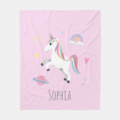 Girls Cute Magical Pink Unicorn Kinder Fleece Deken (Voorkant)