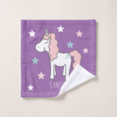 Girls Cute Magical Purple Unicorn  Bad Handdoek (Wasdoekje)