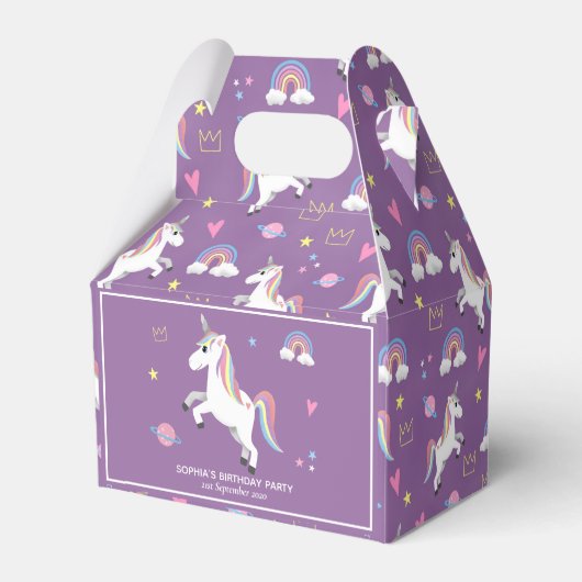 Girls Cute Magical Unicorn Kids Birthday Party Bedankdoosjes (Achterkant)