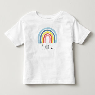 Girls Cute Modern Magical Rainbow Cartoon & Name Kinder Shirts
