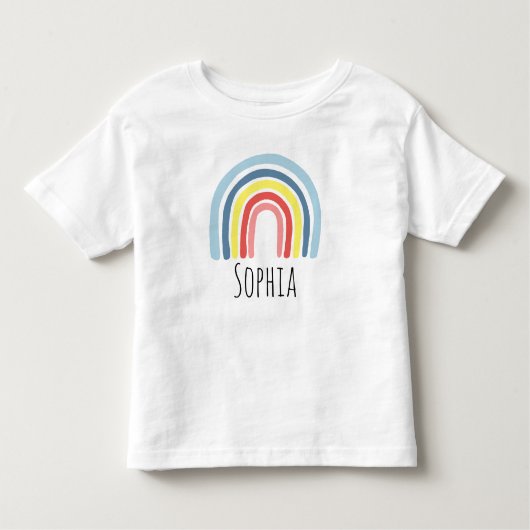 Girls Cute Modern Magical Rainbow Cartoon & Name Kinder Shirts (Voorkant)