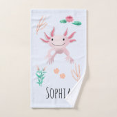 Girls Cute & Modern Pink Axolotl Pattern Kinder Bad Handdoek (Handdoek)