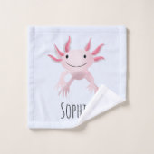 Girls Cute & Modern Pink Axolotl Pattern Kinder Bad Handdoek (Wasdoekje)