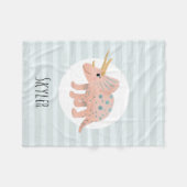 Girls Cute Modern Pink Triceratops Dinosaur Kinder Fleece Deken (Voorkant (Horizontaal))